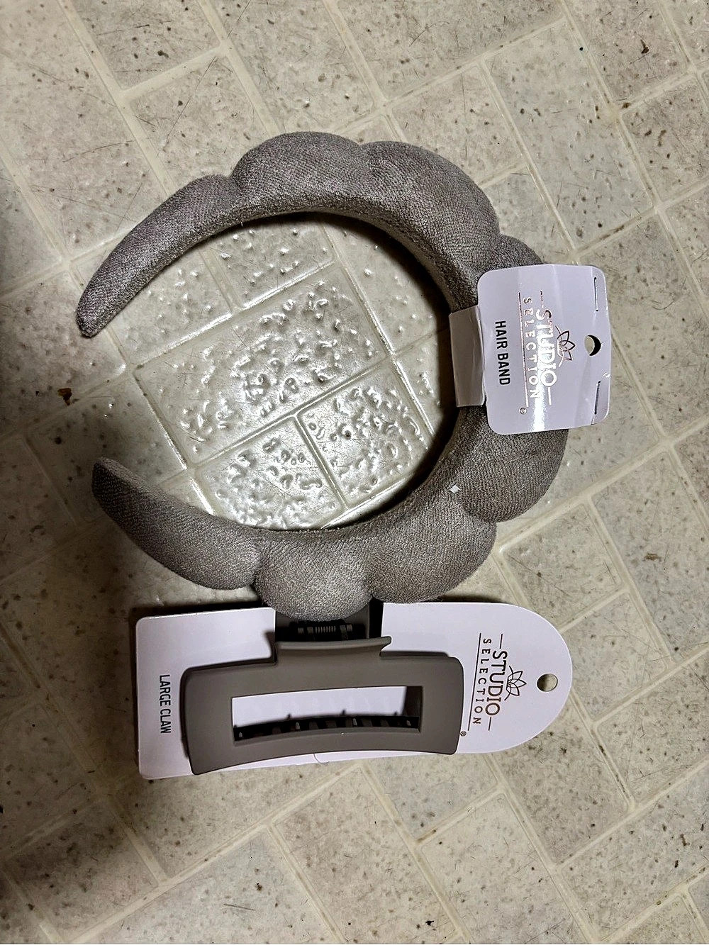 Studio Selection Bubble Headband and Large Claw Clip Set Gray NWT - Picture 2 of 2